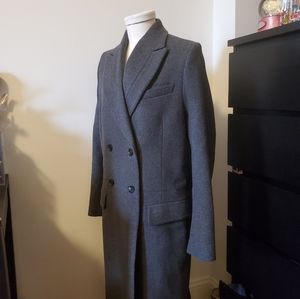 Grey double breasted wool coat